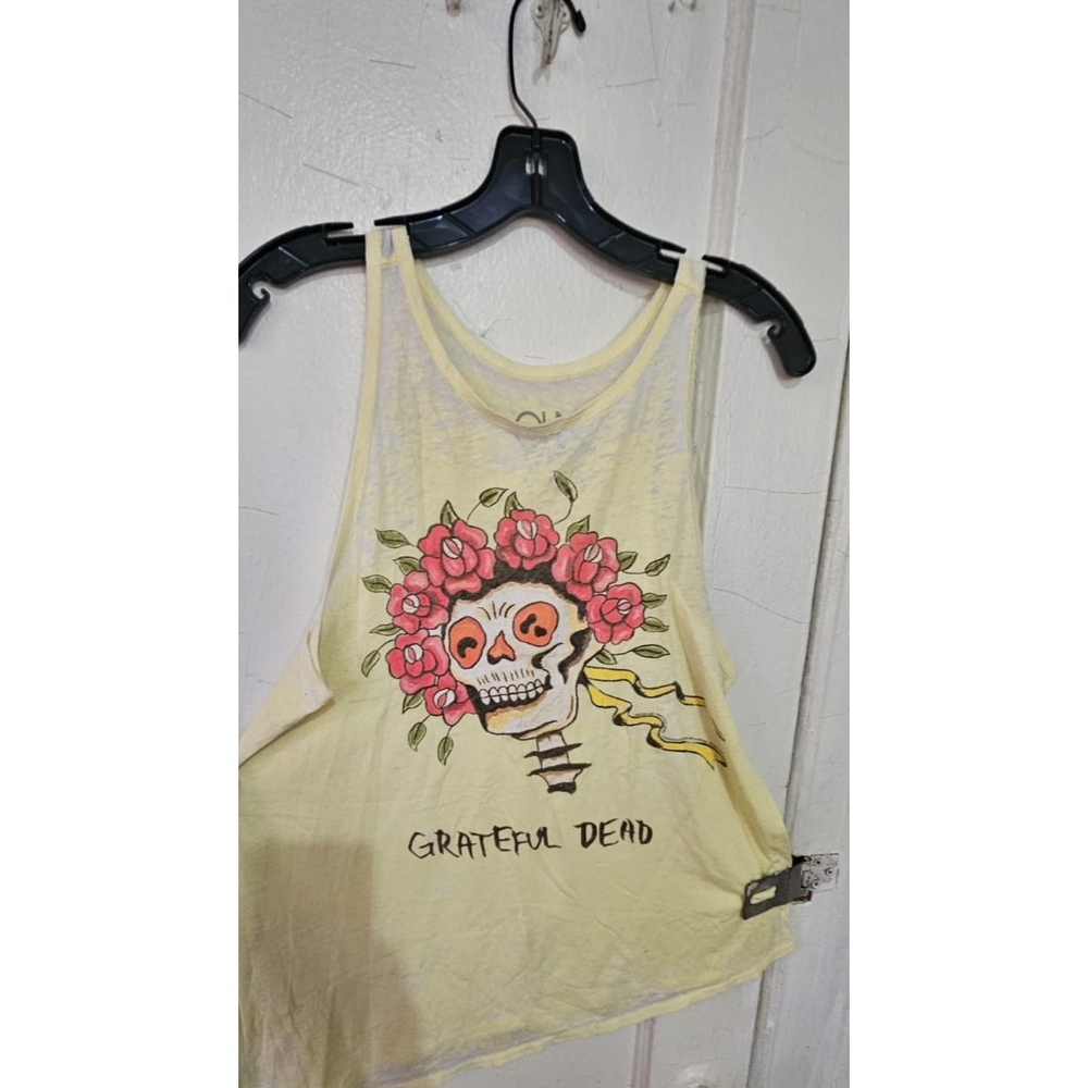 Chaser Yellow Tank Top with Skull and Roses